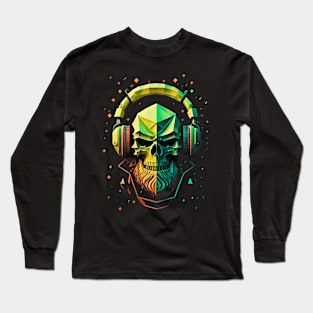 DJ Skull Listening Music Long Sleeve T-Shirt